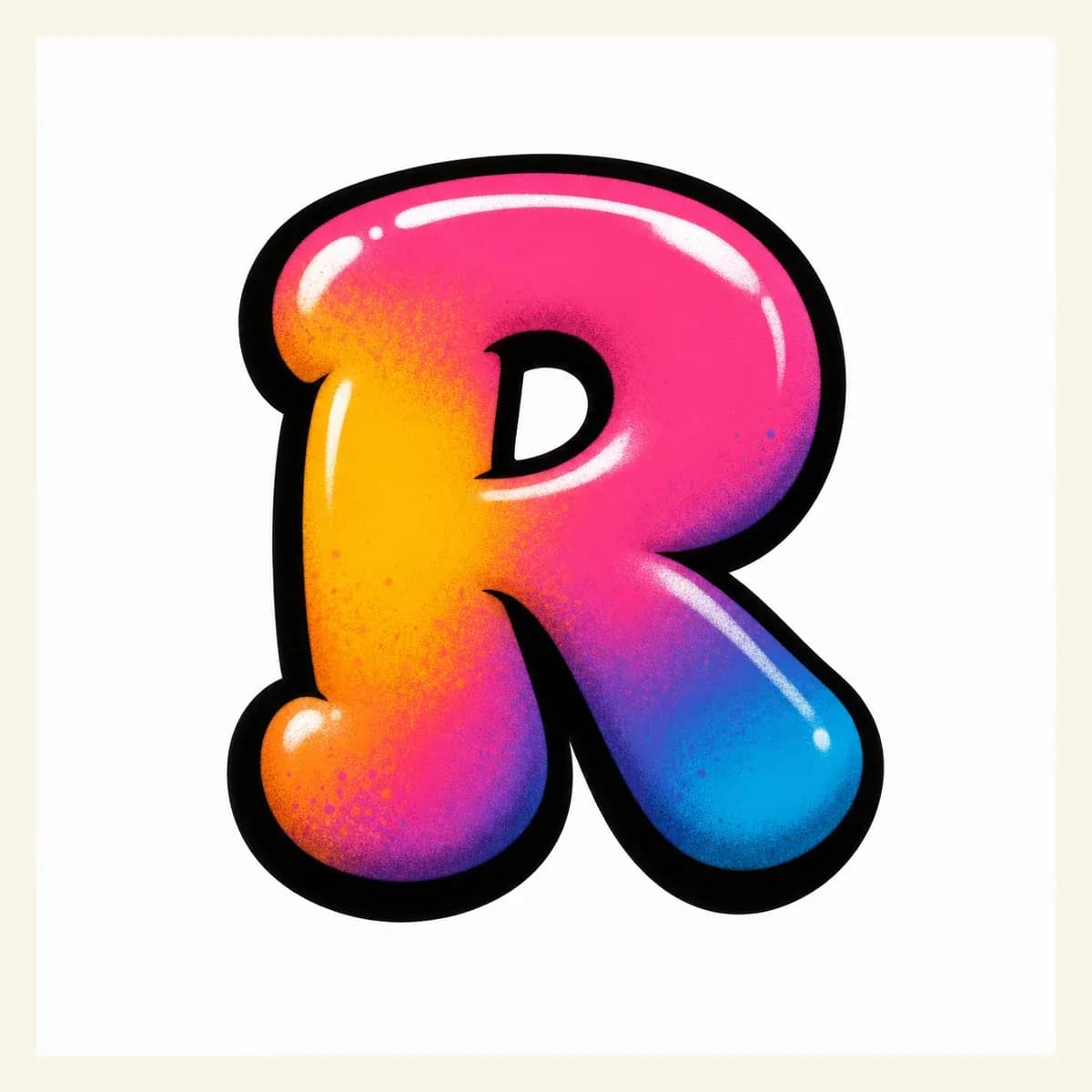 Bubble Graffiti Letter R graffiti style reference