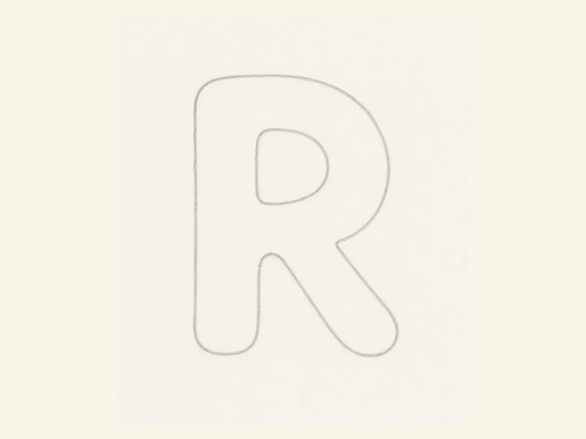 Thicken the graffiti letter R form drawing step