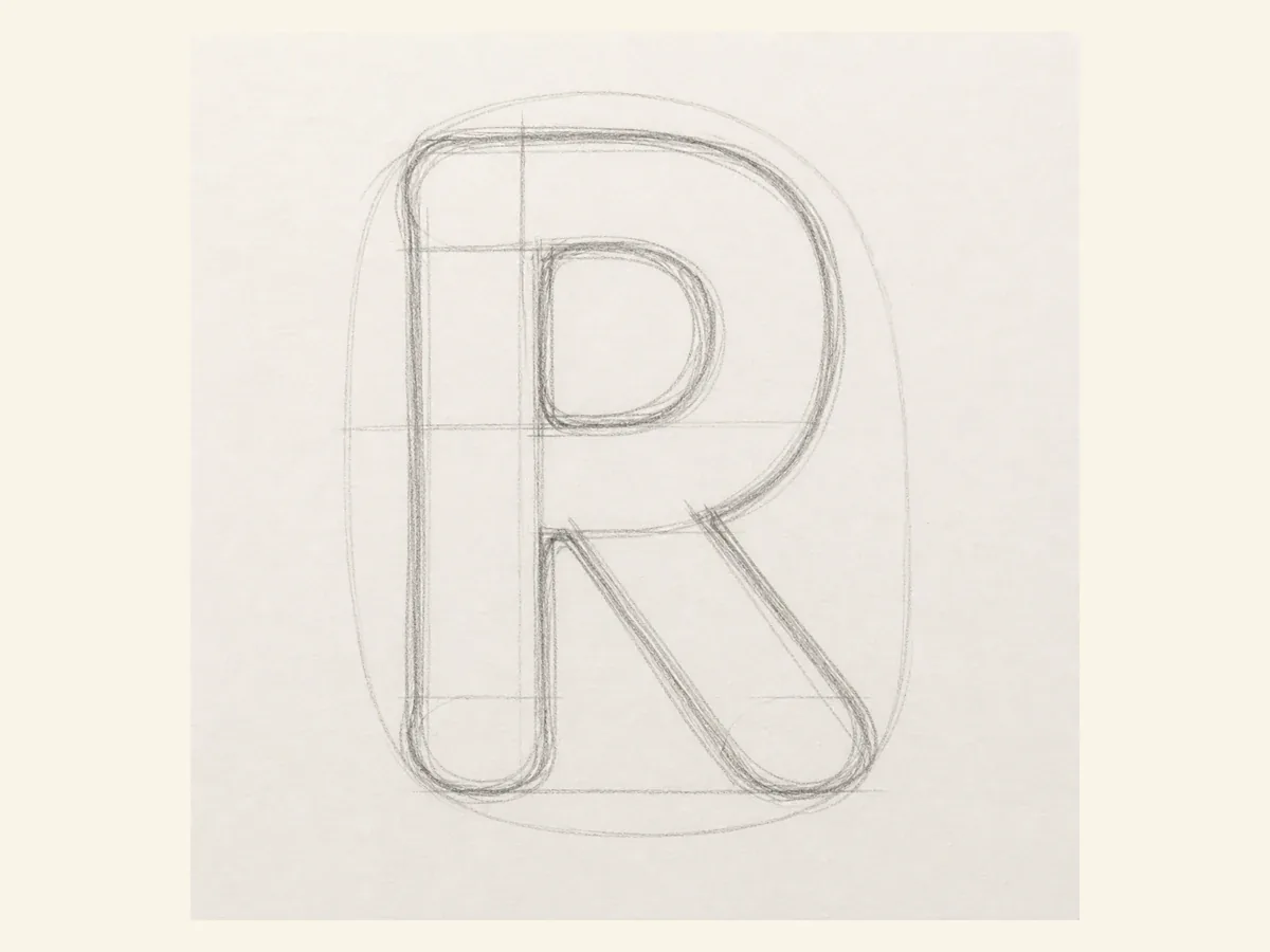 Set the graffiti letter R inner counter drawing step