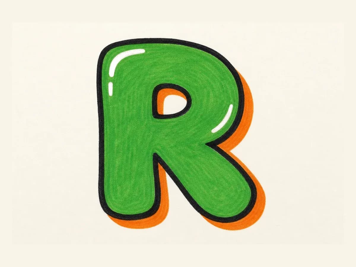 Finish the graffiti letter R drawing step