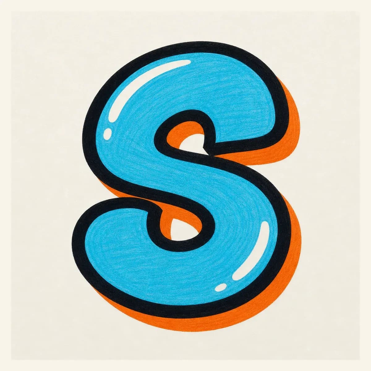 Block graffiti letter S with squared curve turns