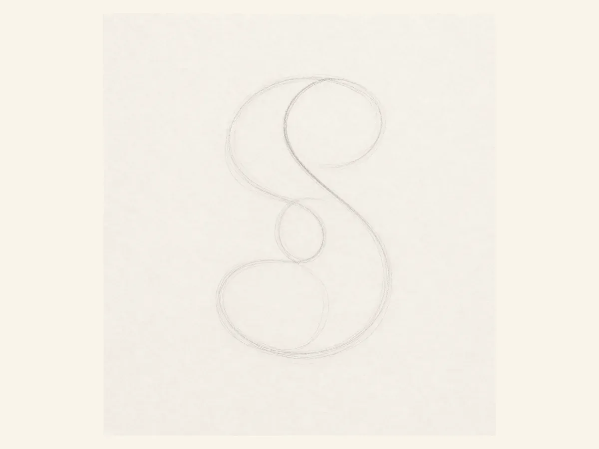 Sketch the S spine graffiti letter S drawing step