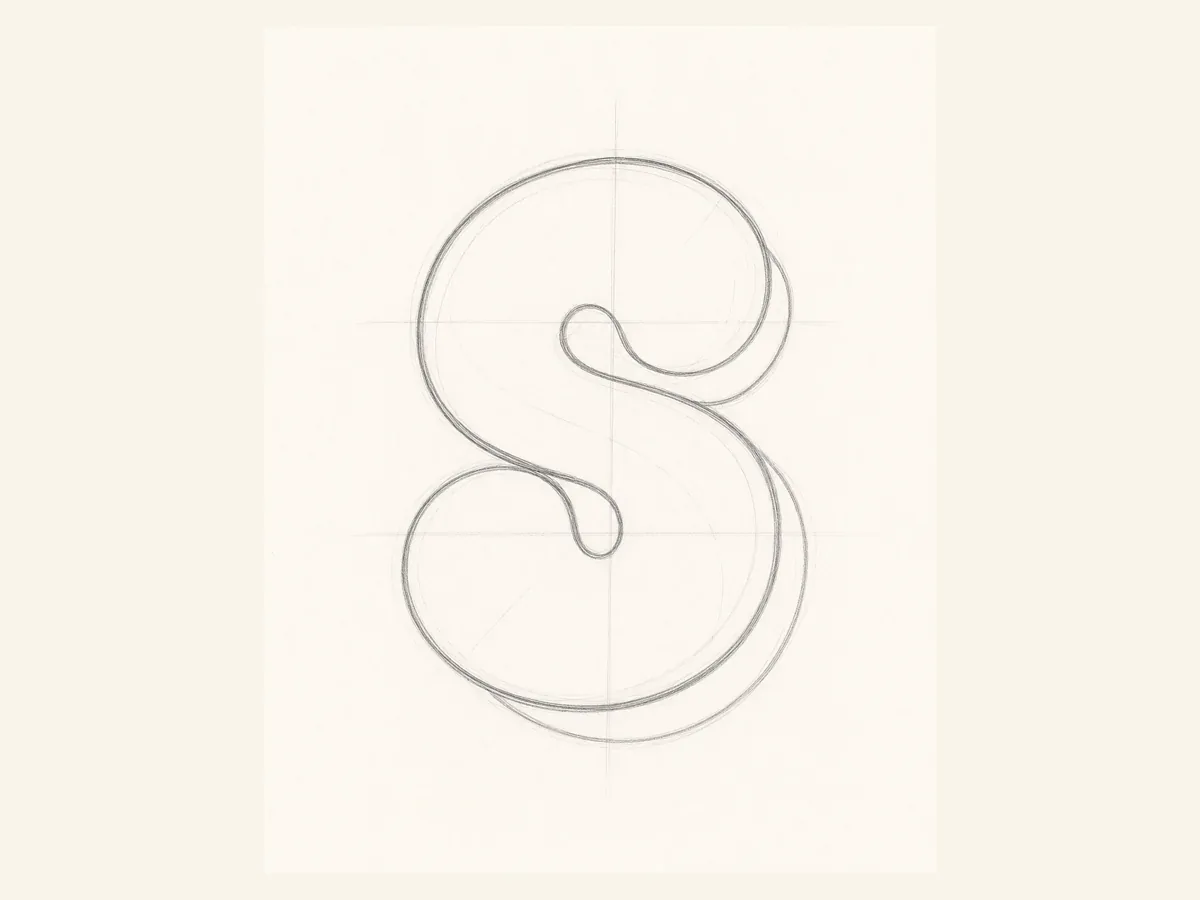 Check the center waist graffiti letter S drawing step