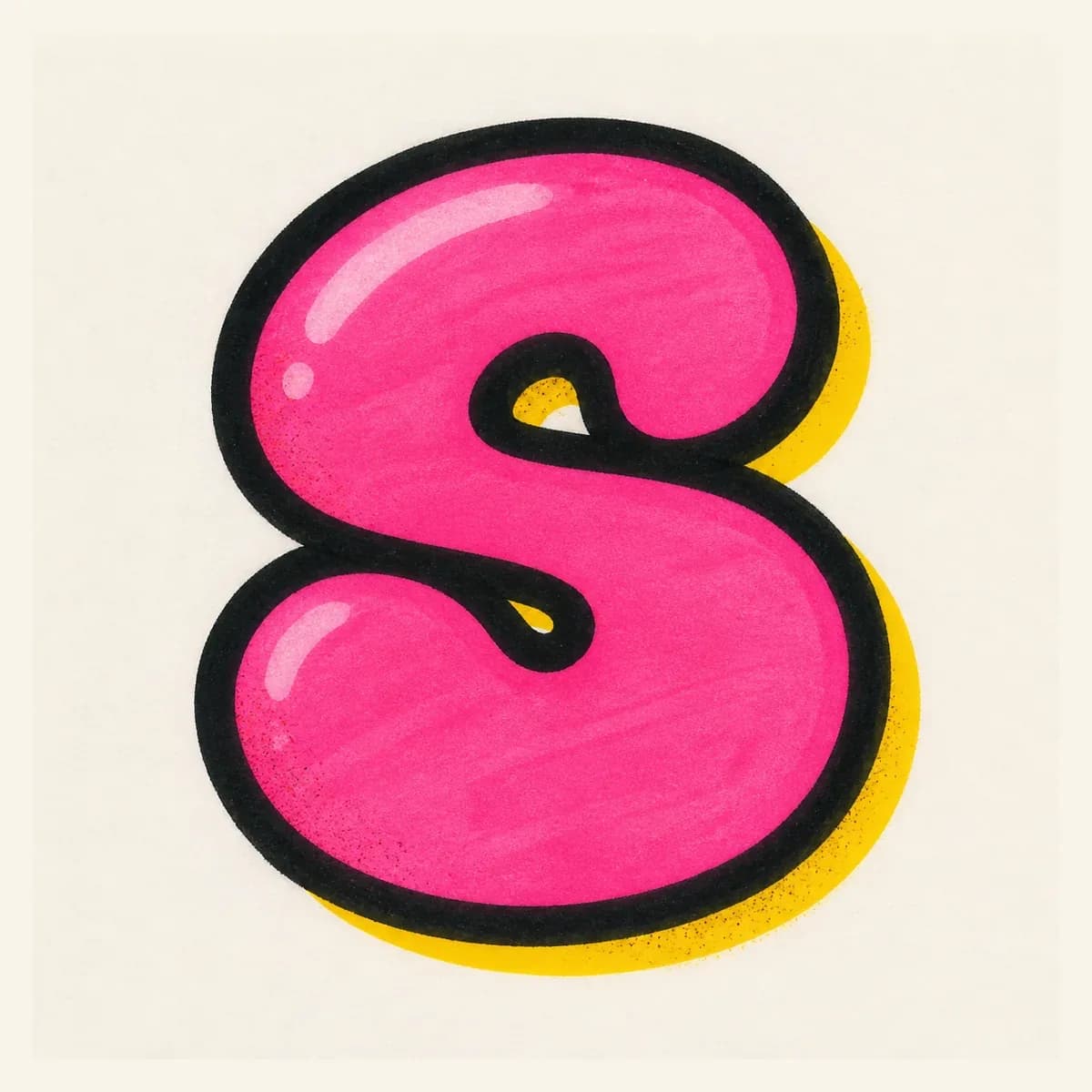 Throw-up graffiti letter S with thick rounded curves