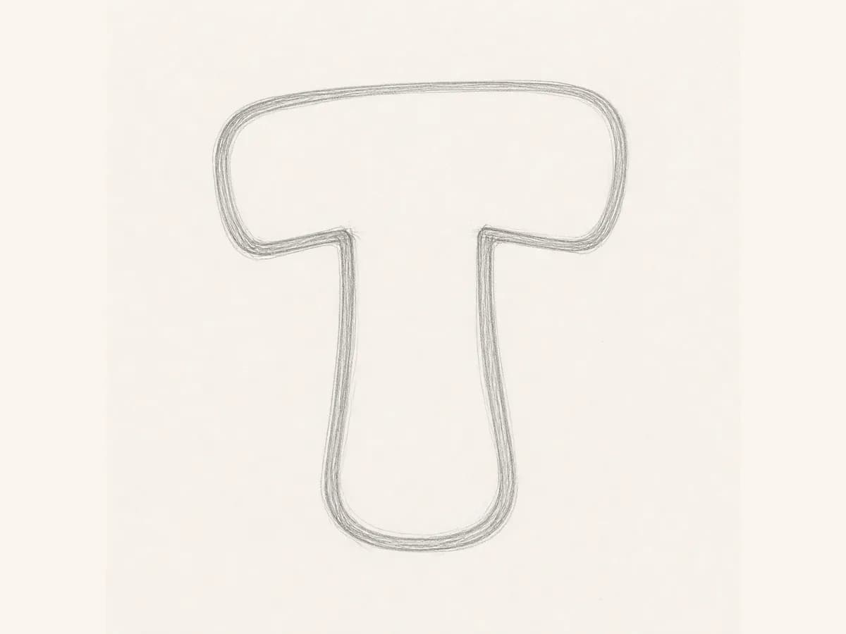 Balance the graffiti letter T top bar drawing step