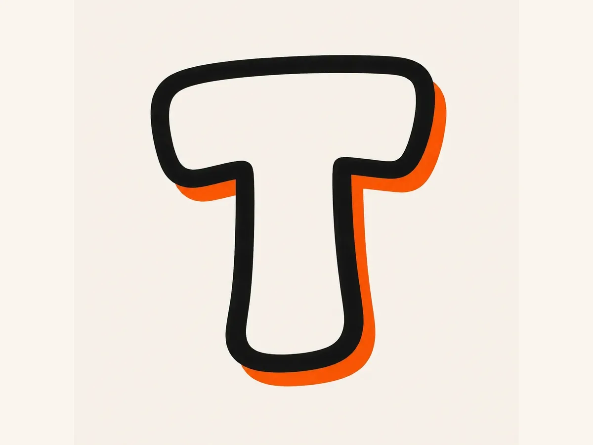 Outline the graffiti letter T drawing step