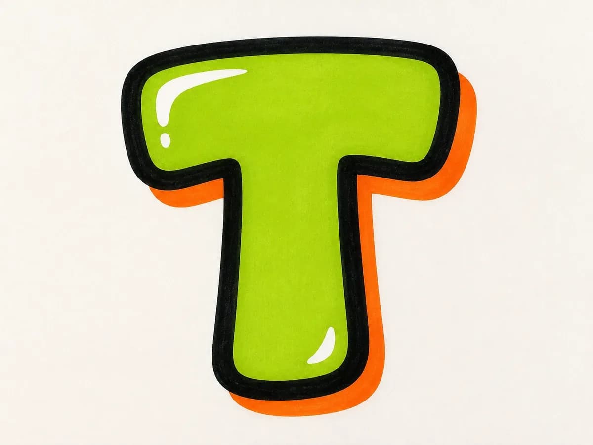 Finish the graffiti letter T drawing step