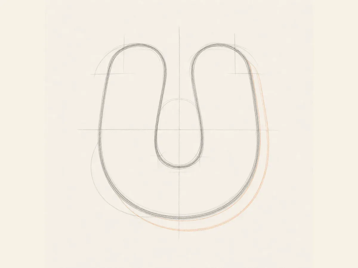 Checking the inner opening of the graffiti letter U
