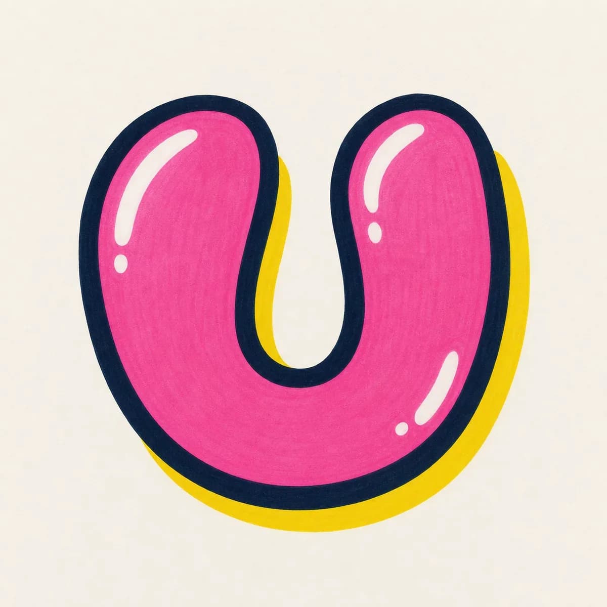 Throw-up graffiti letter U with wide inflated sides
