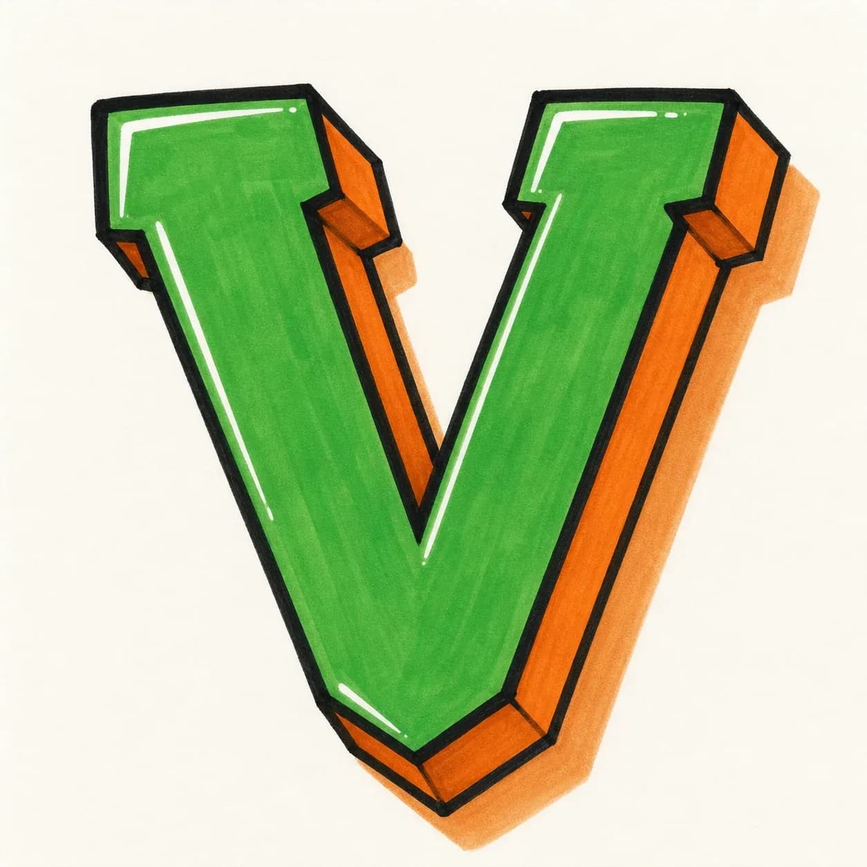 3D Letter V style reference