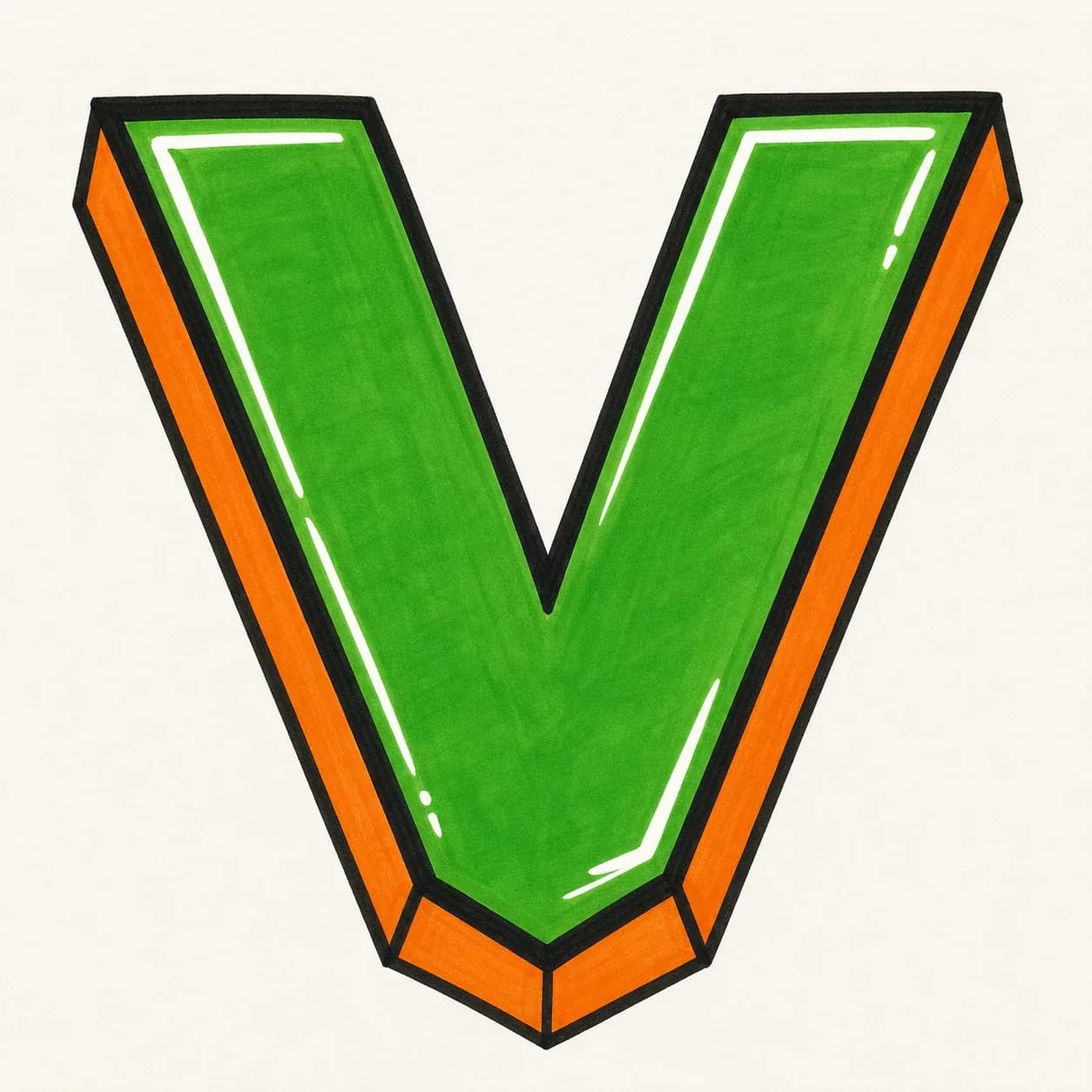 Block Letter V style reference