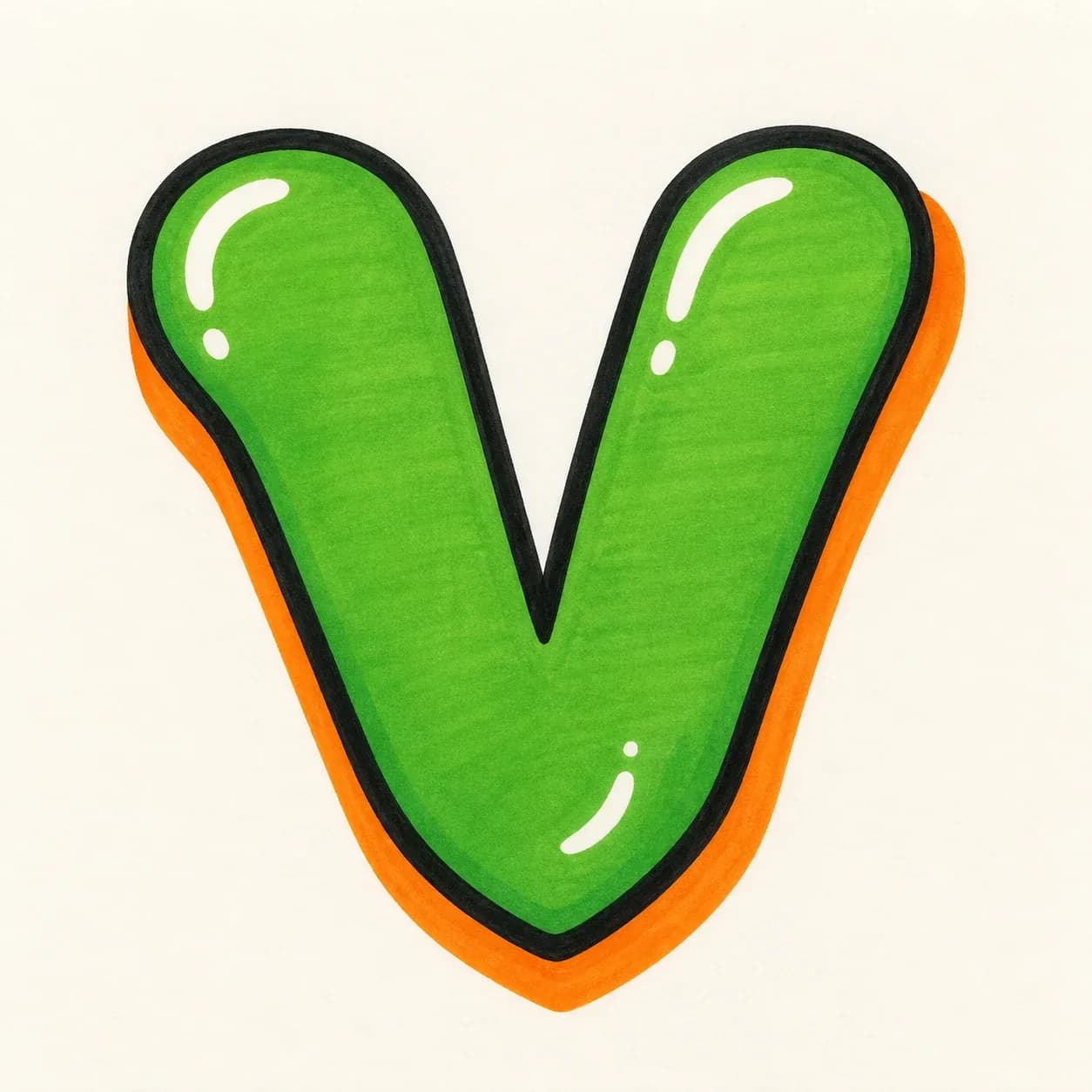 Bubble Letter V style reference