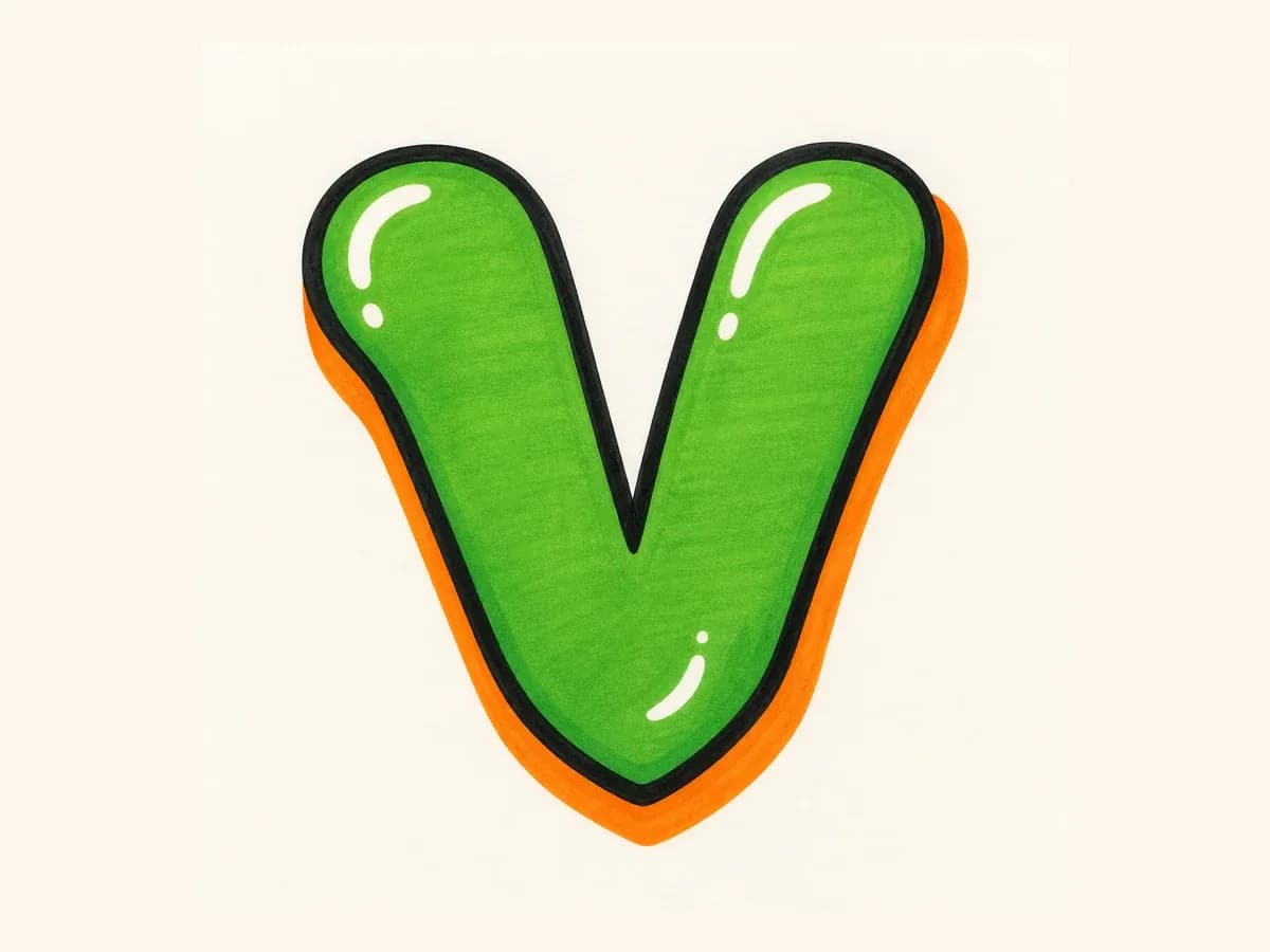 Finish the Letter V drawing step