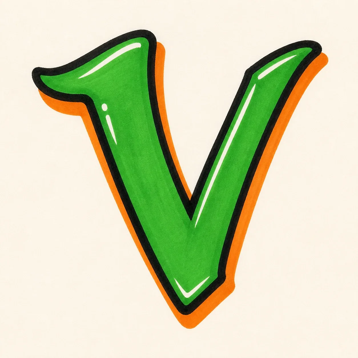Tag / Handstyle Letter V style reference