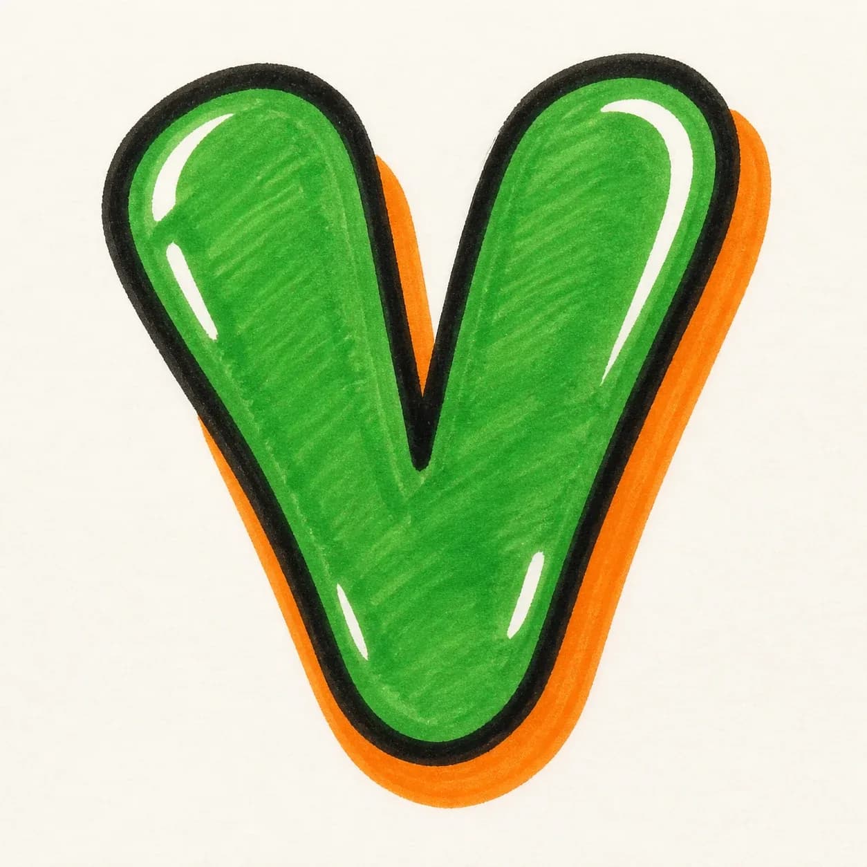 Throw-up Letter V style reference