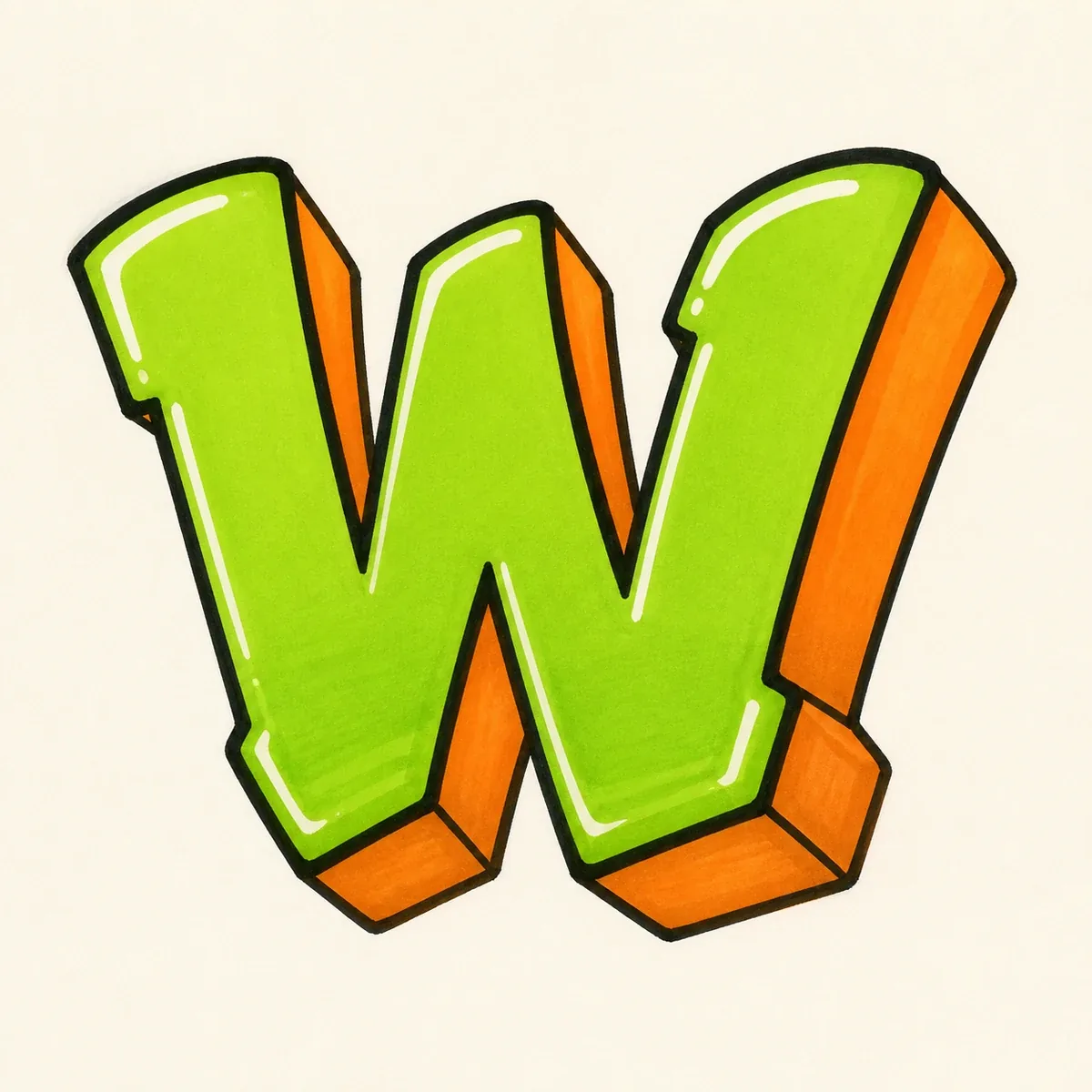 3D Letter W style reference