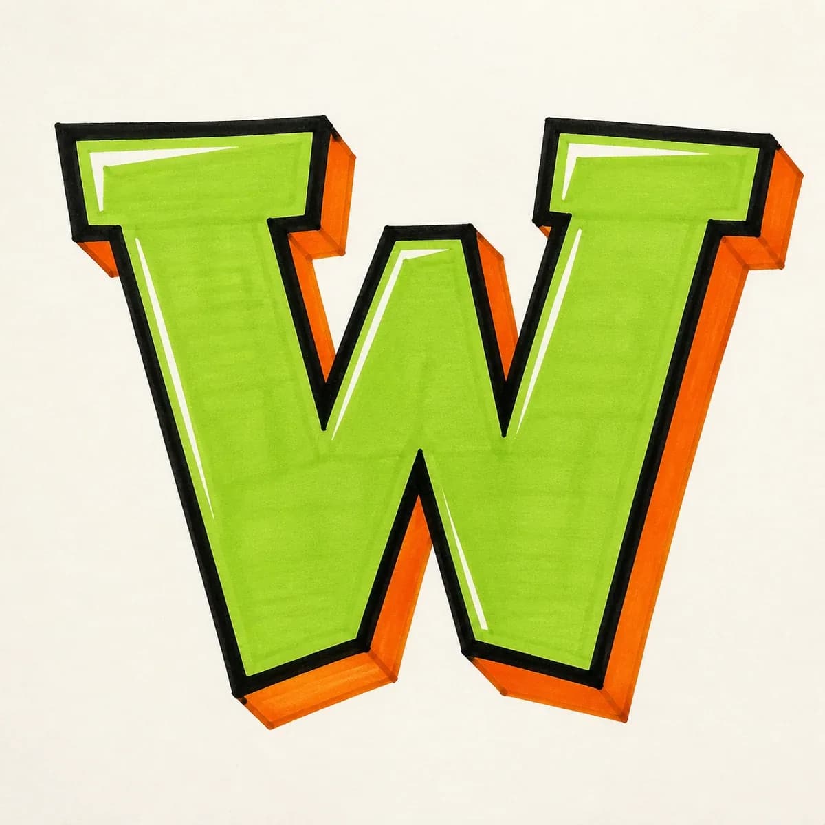 Block Letter W style reference