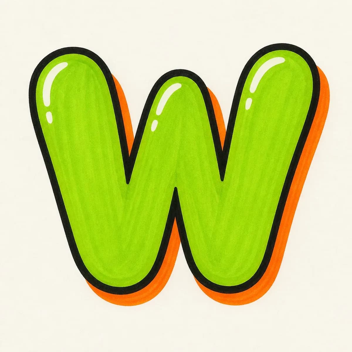 Bubble Letter W style reference