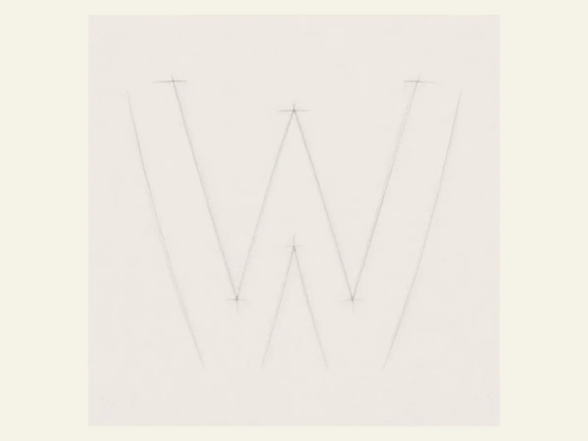 Sketch the Letter W skeleton drawing step