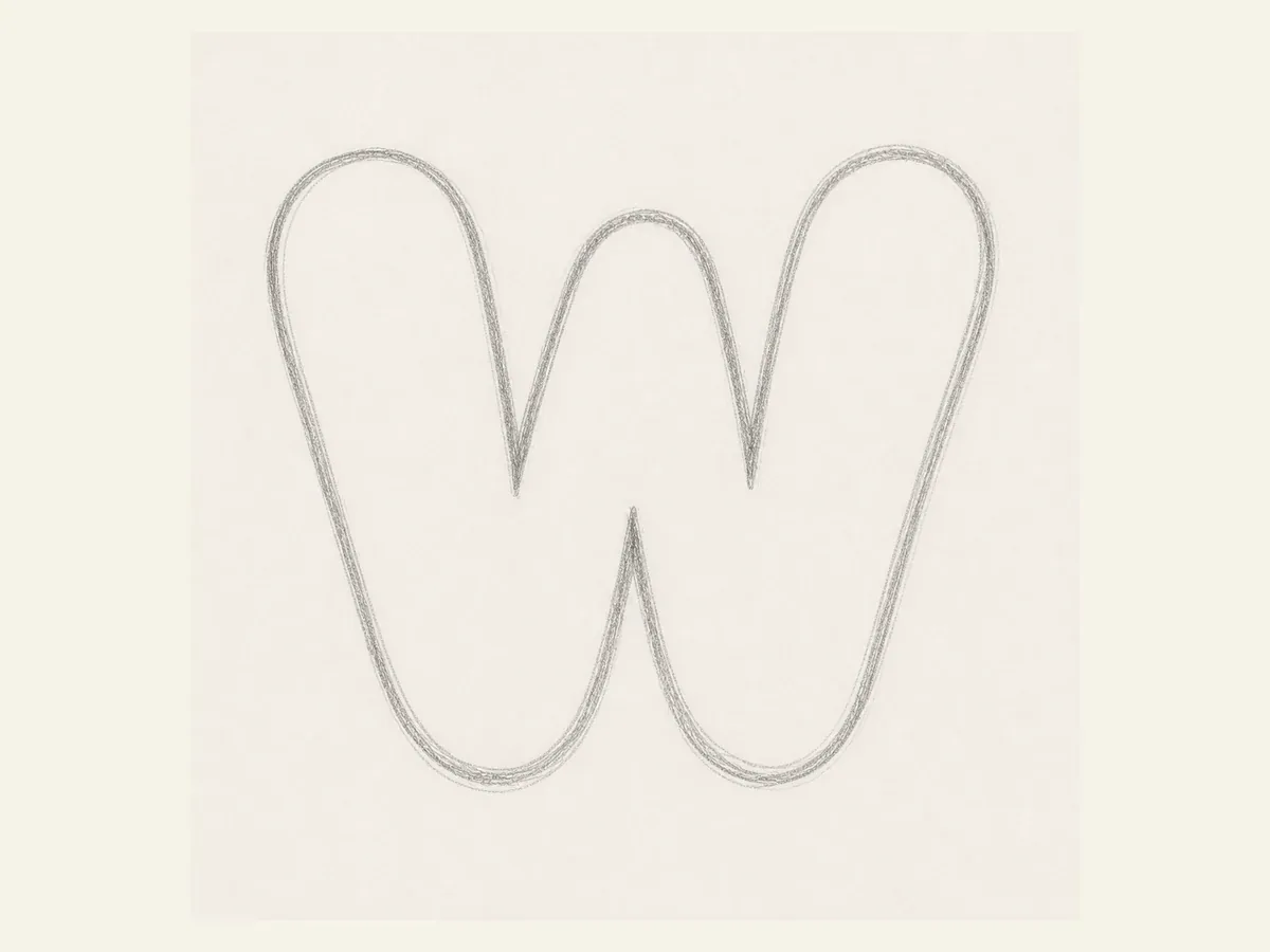 Refine the Letter W valleys drawing step