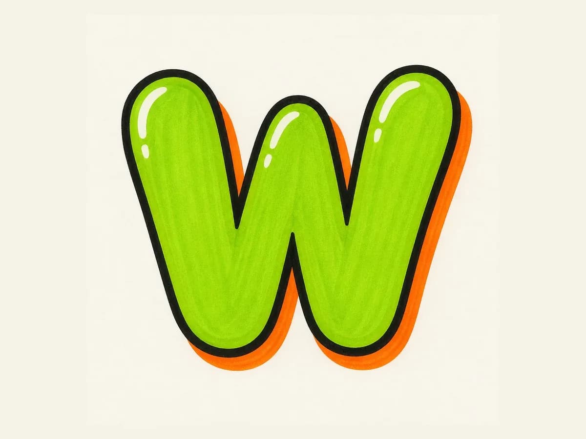 Finish the Letter W drawing step