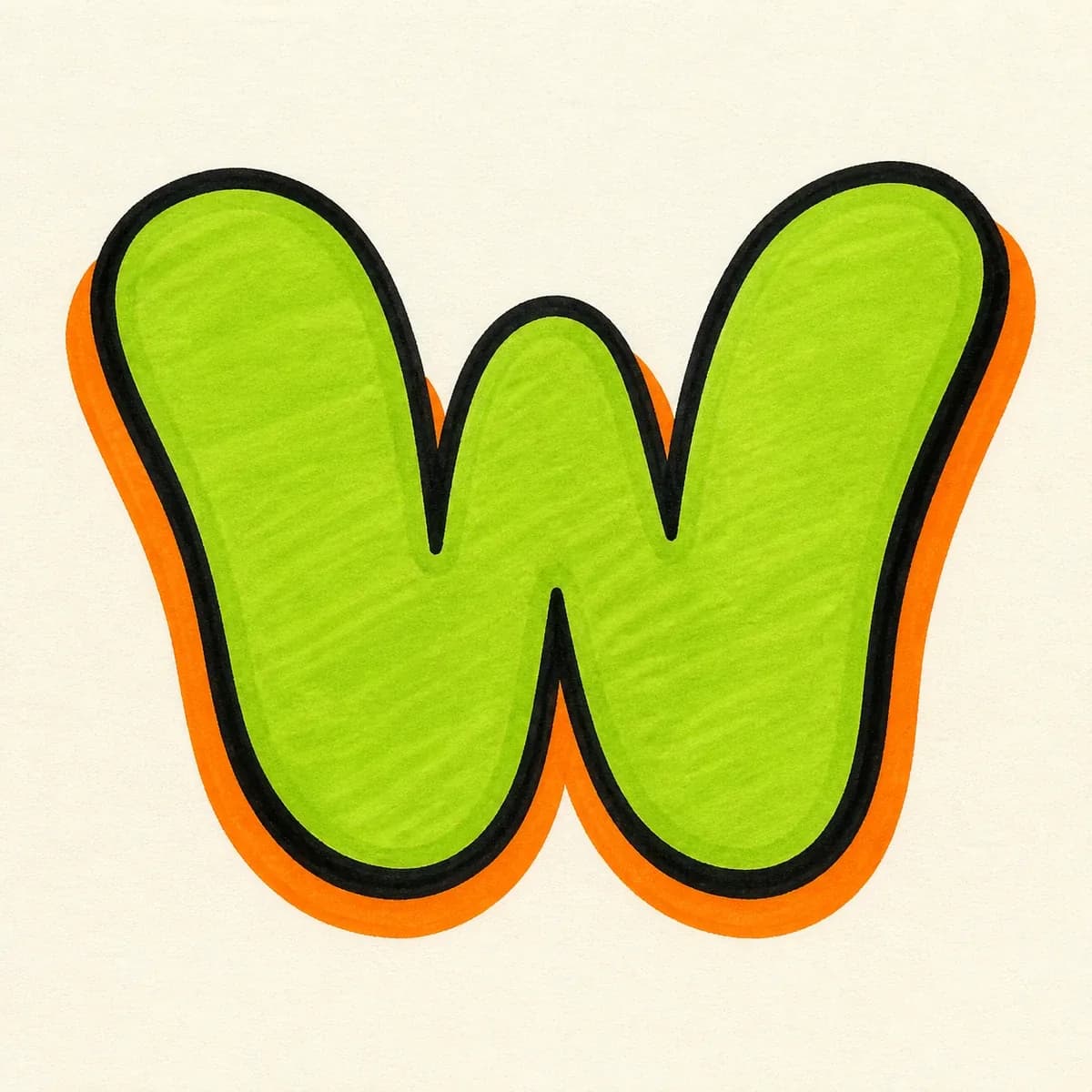 Throw-up Letter W style reference