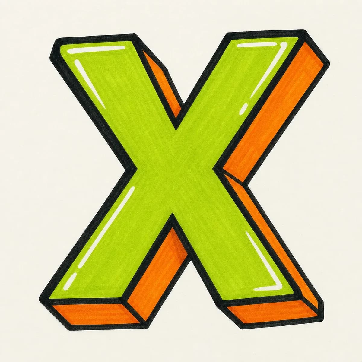 3D Letter X style reference