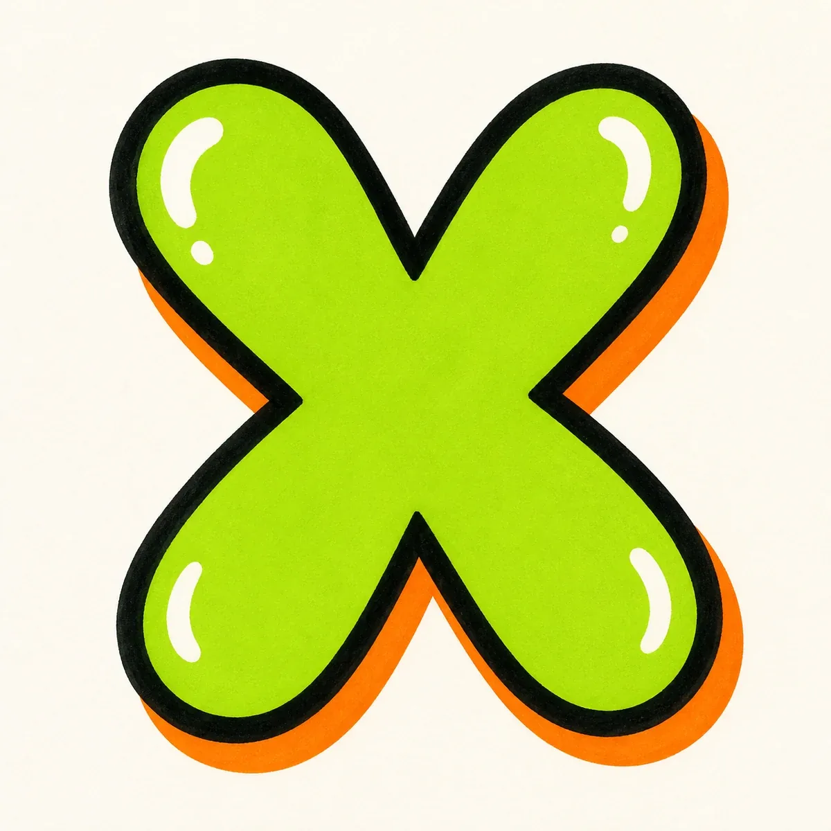 Bubble Letter X style reference
