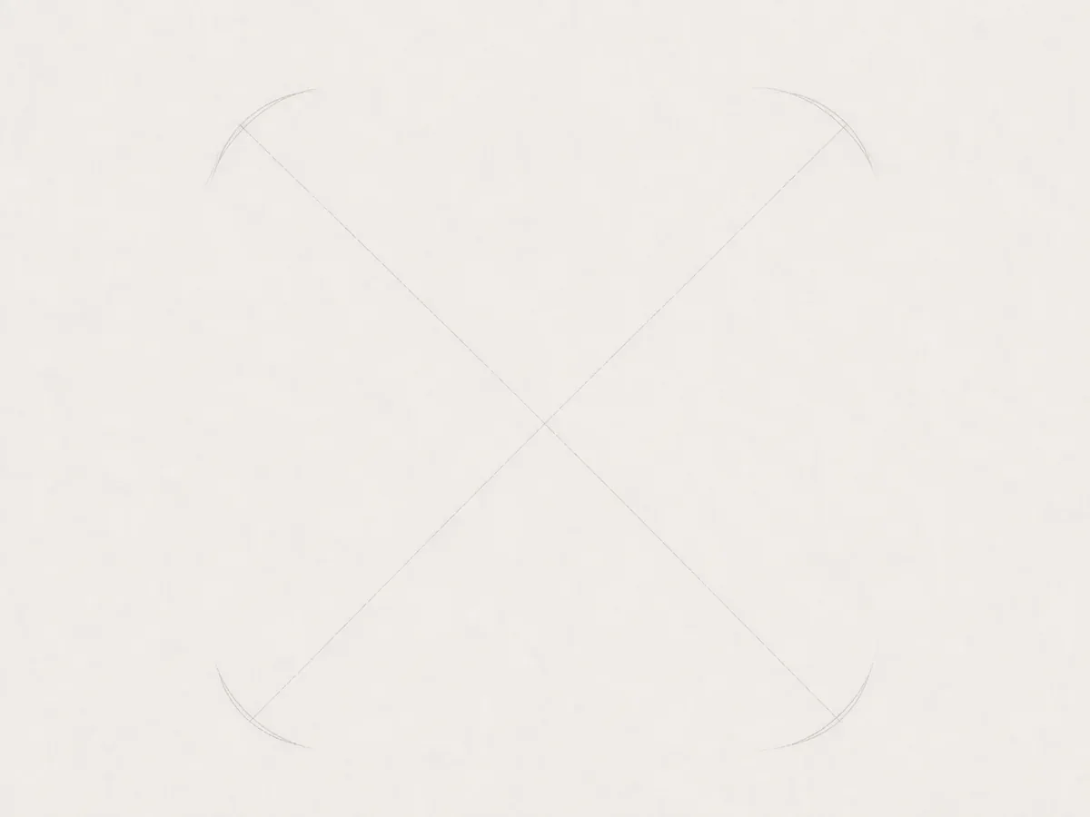 Sketch the Letter X skeleton drawing step
