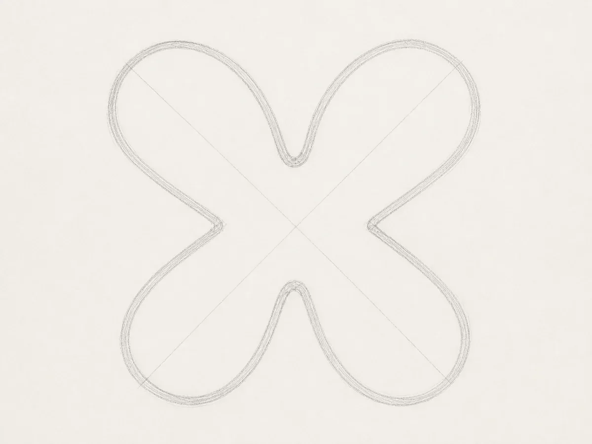 Refine the Letter X crossing drawing step