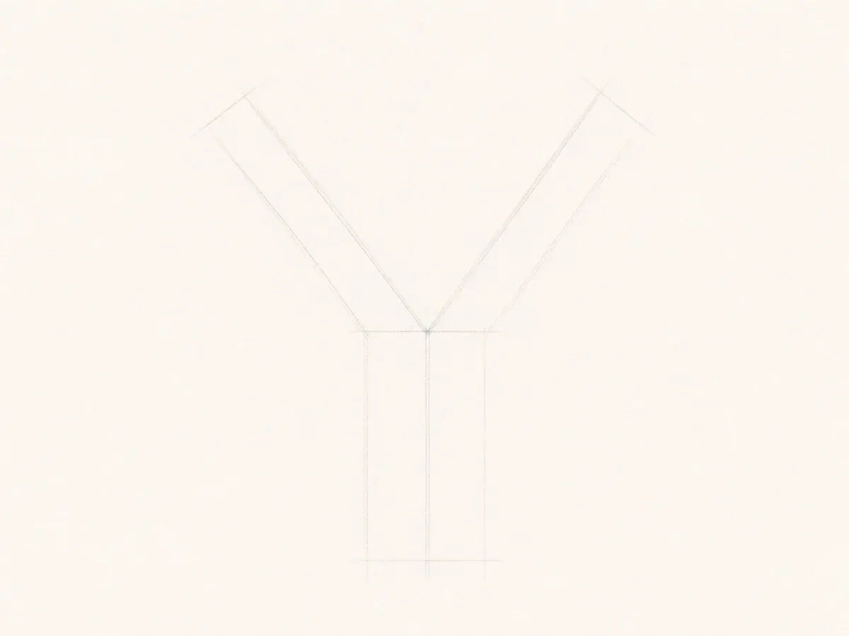 Sketch the Y fork and stem drawing step