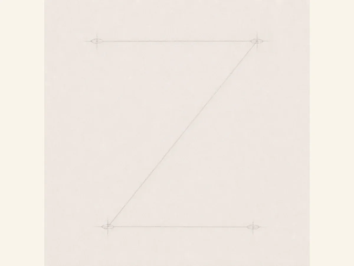 Sketch the Letter Z skeleton drawing step