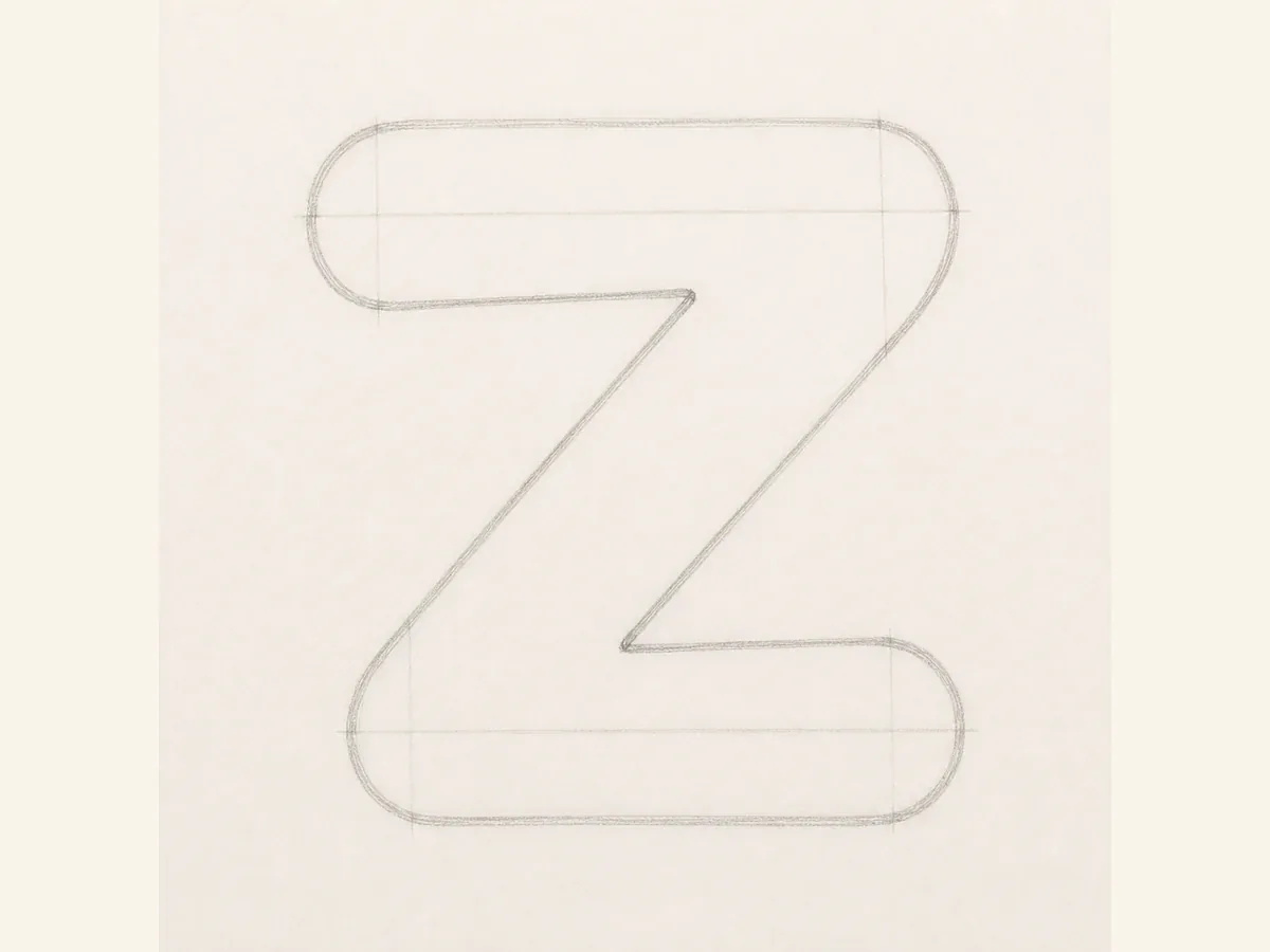 Refine the Letter Z corners drawing step