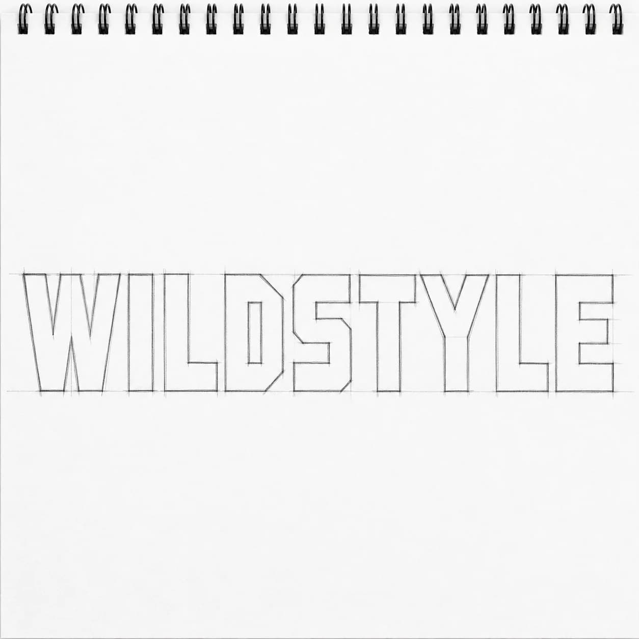 Start with a readable skeleton Wildstyle graffiti drawing step