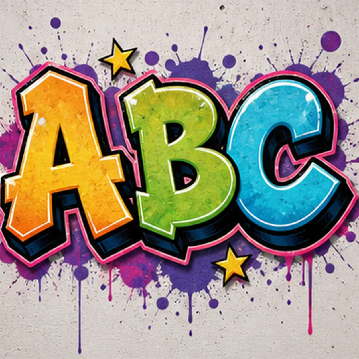 ABC graffiti font-style alphabet reference image