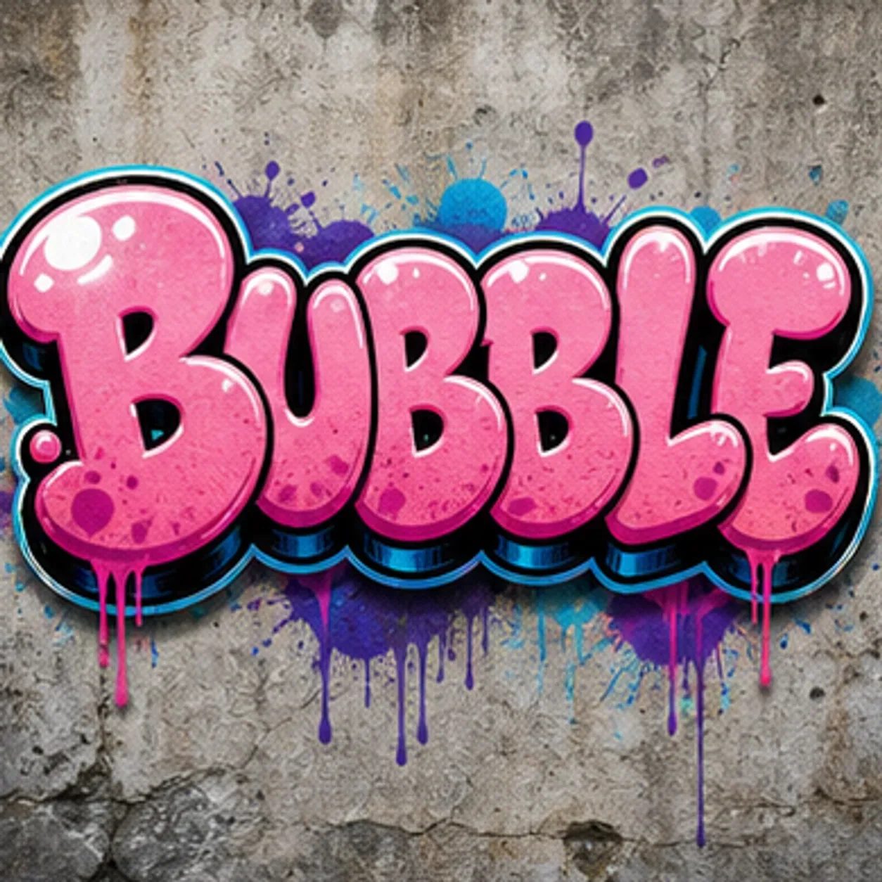 BUBBLE graffiti font-style lettering with rounded colorful forms