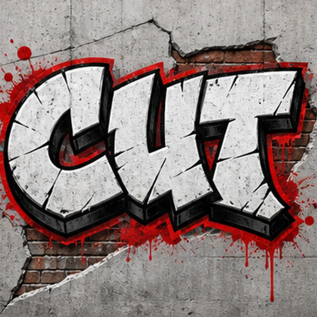 CUT stencil graffiti font-style poster headline