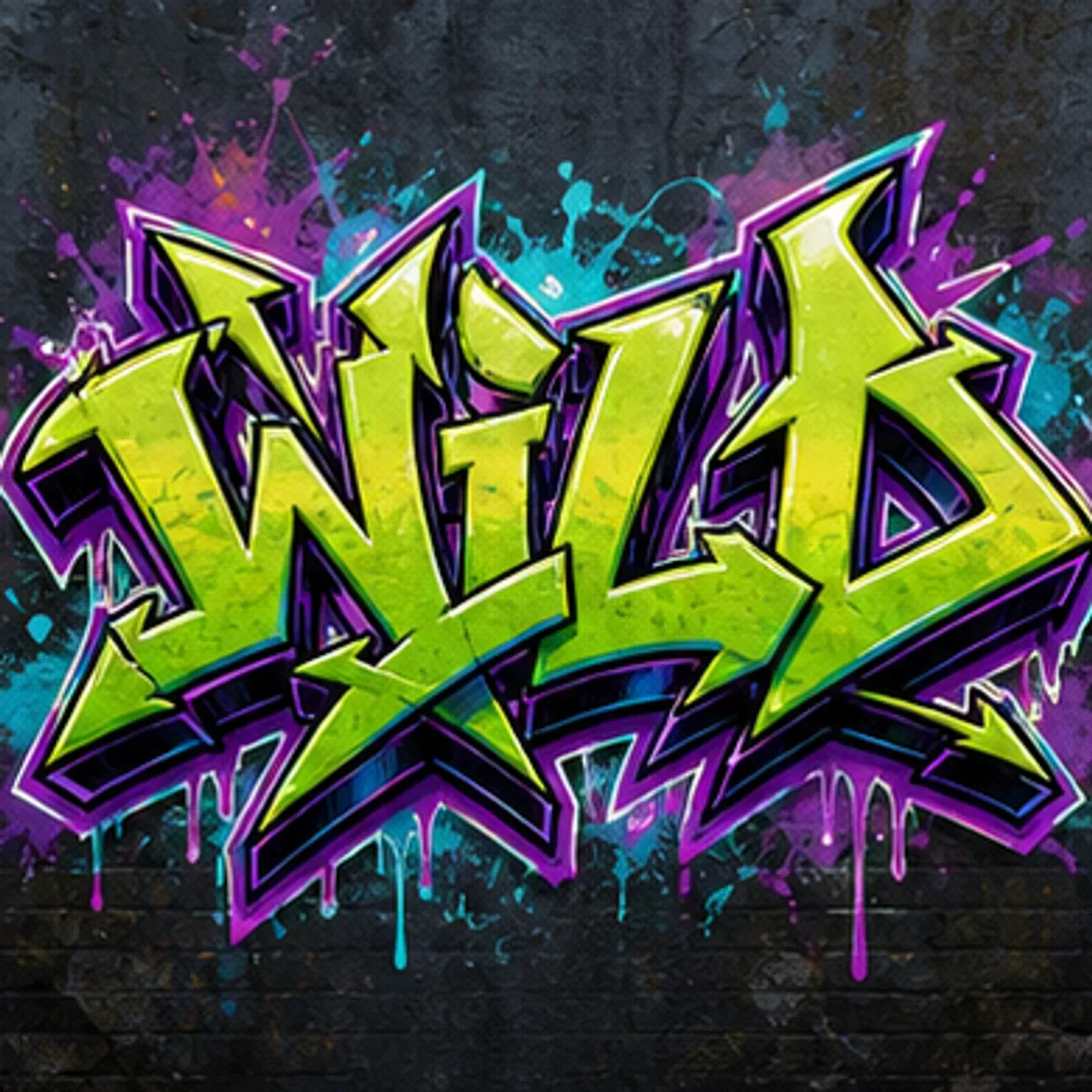 WILD graffiti font-style lettering with wildstyle-inspired shapes