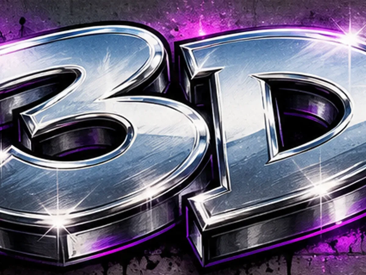 3D / Chrome Lettering graffiti font-style preview