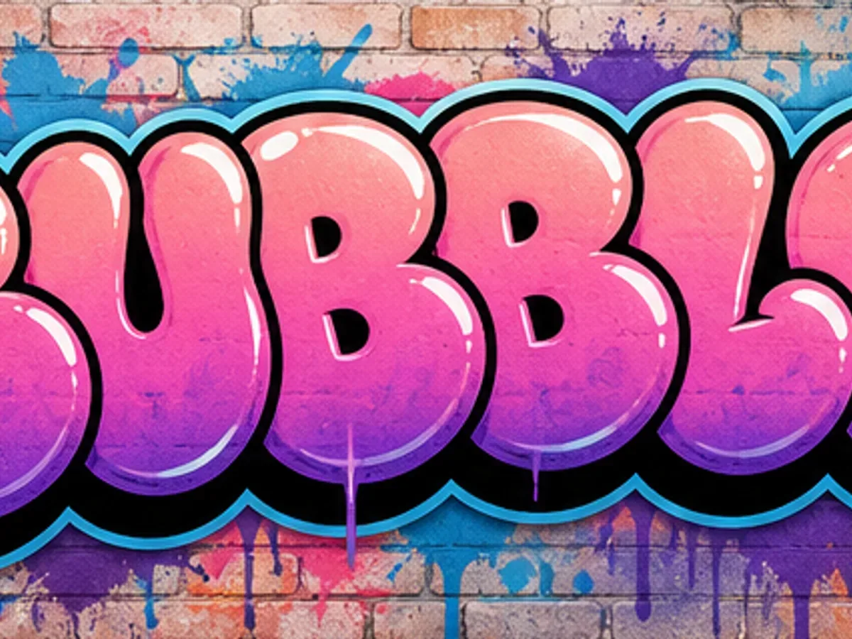 Bubble graffiti lettering style with rounded letters