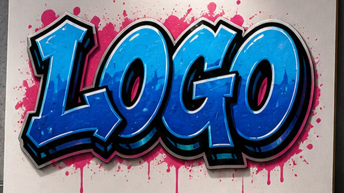 LOGO graffiti font-style wordmark mockup on a clean presentation board