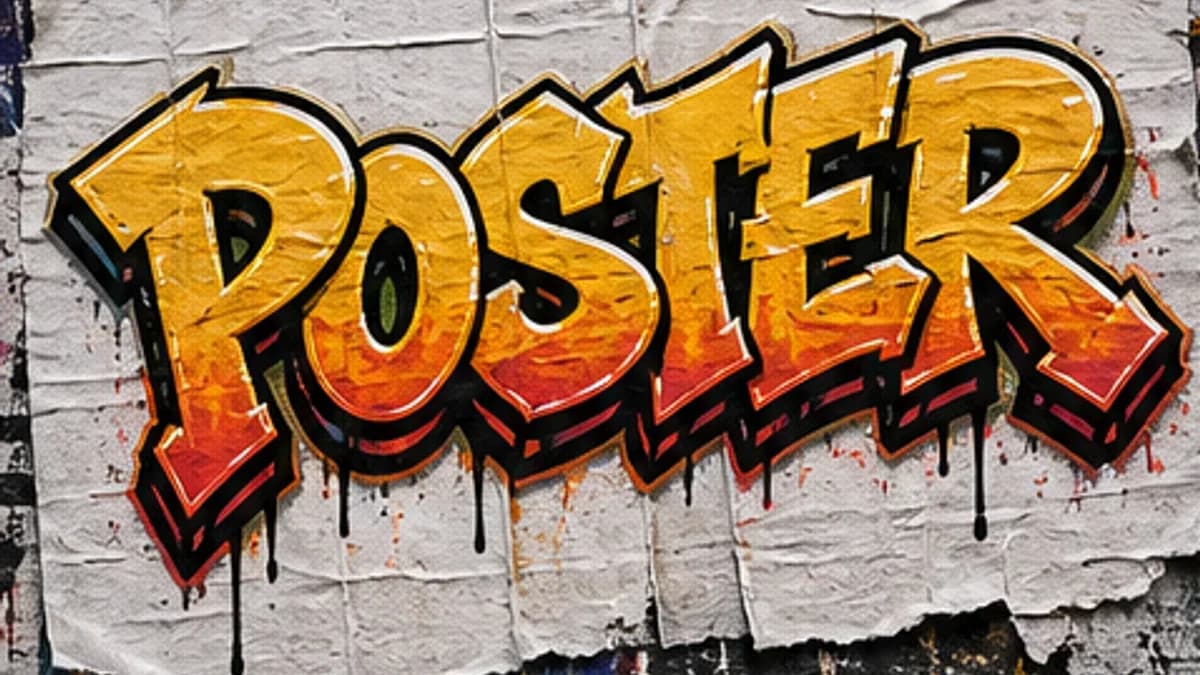 POSTER graffiti font-style headline on a paste-up wall
