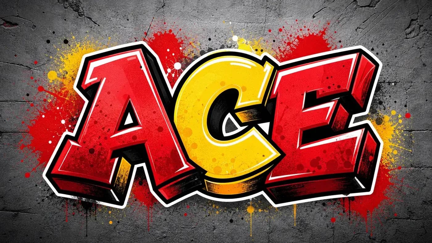 ACE graffiti name logo formatted as a wide social banner