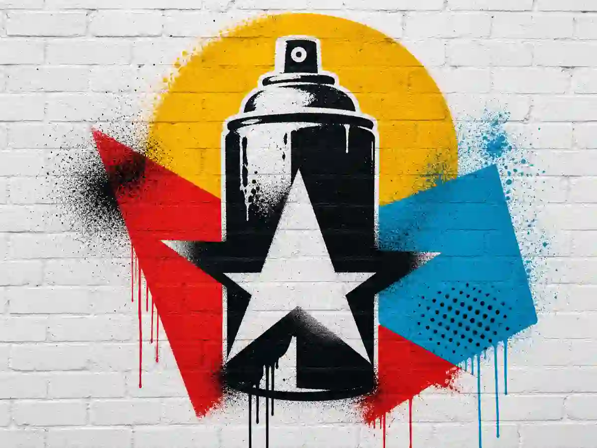 Stencil graffiti art style with cutout shapes