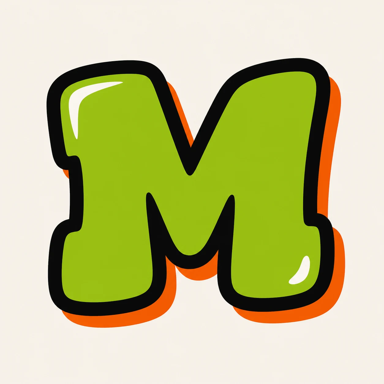 Uppercase graffiti letter M reference