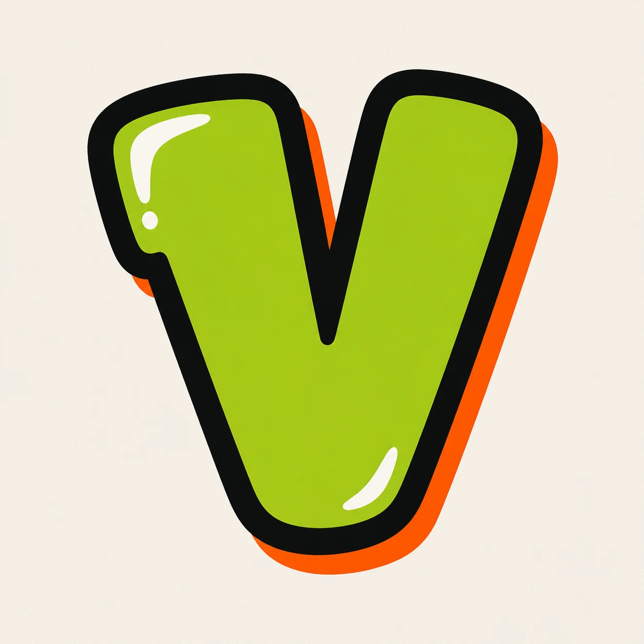 Uppercase graffiti letter V reference