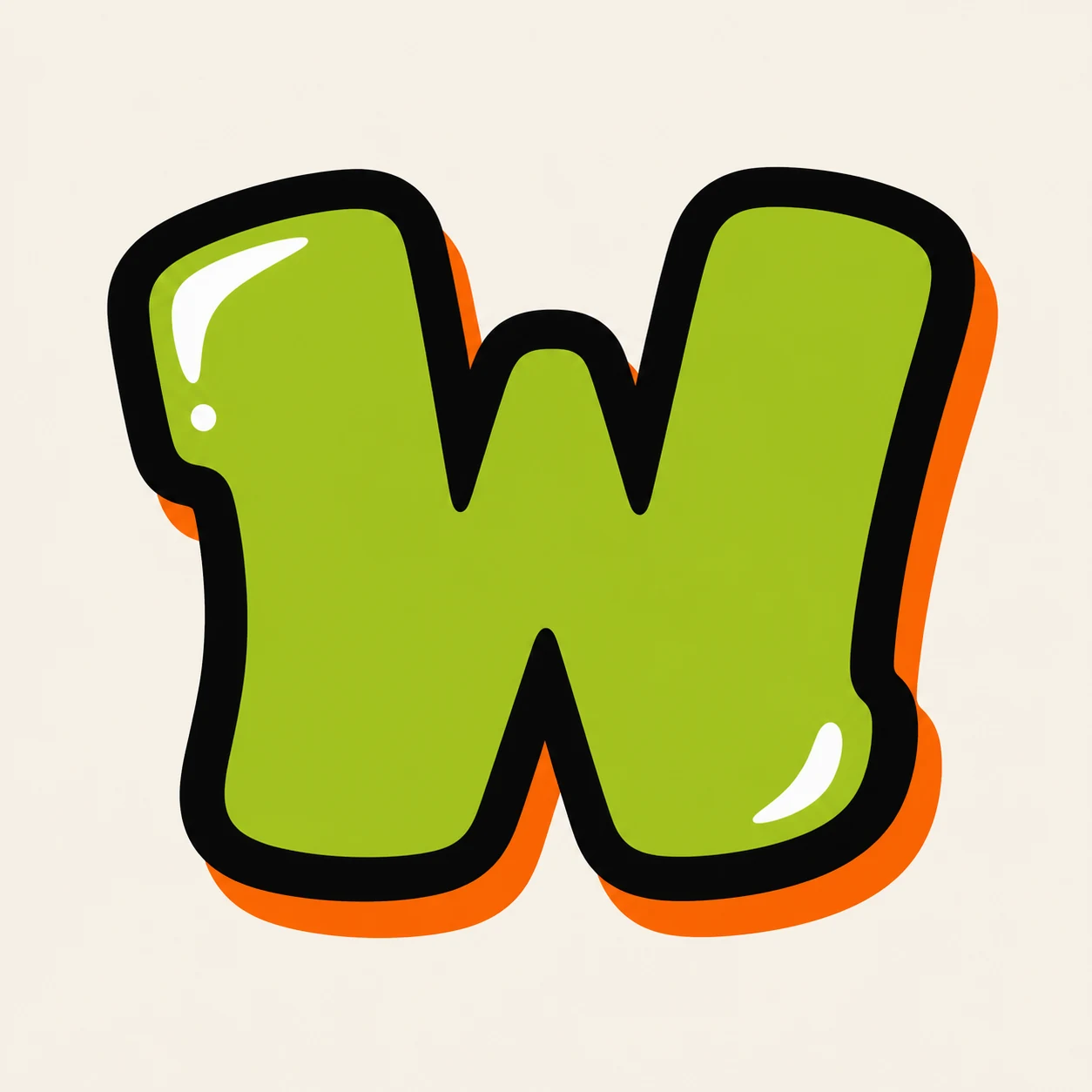 Uppercase graffiti letter W reference