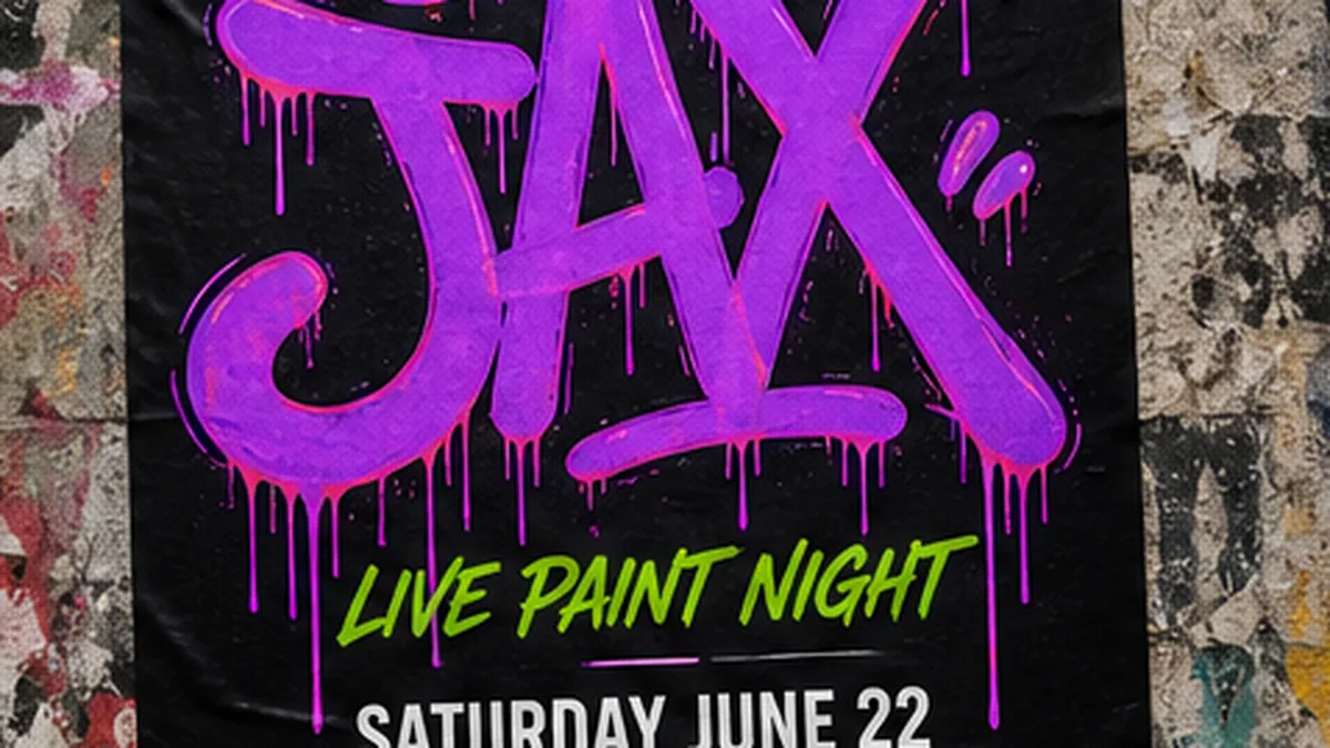 Poster concept with JAX graffiti tag accent