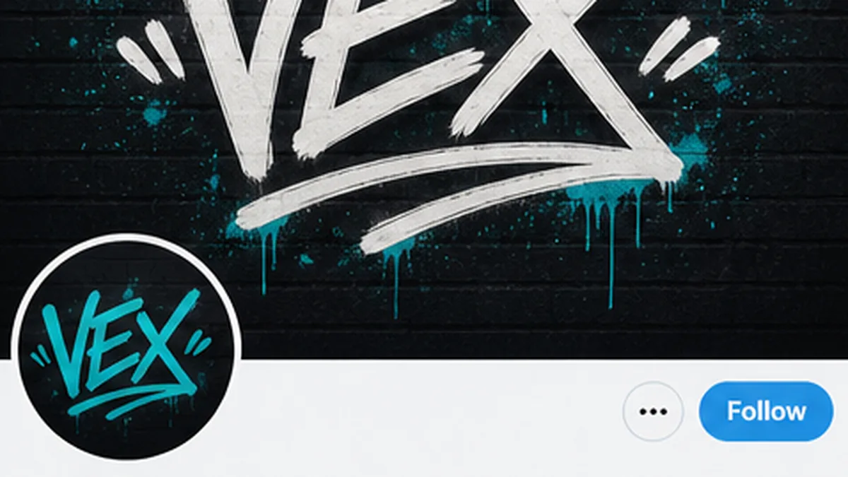 Social header with VEX graffiti tag