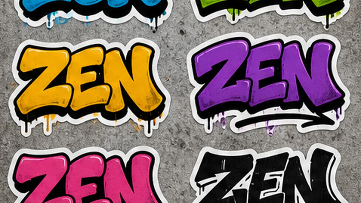 Sticker sheet with ZEN graffiti tag design